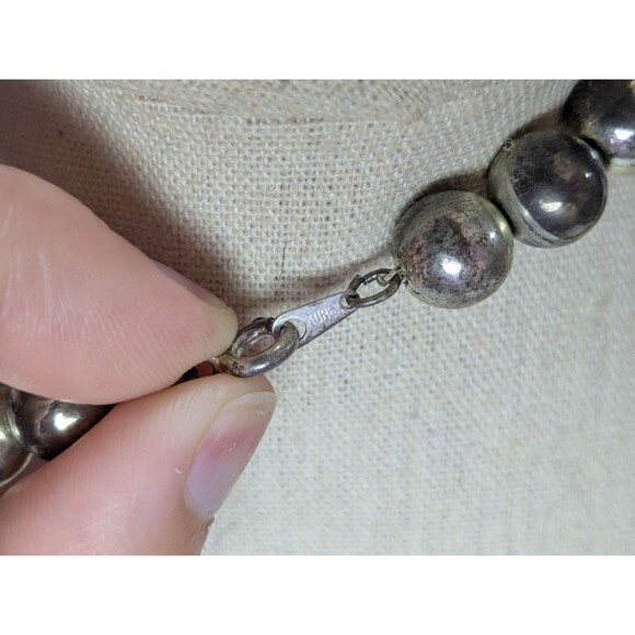 Silver Tone Ball Chain Big Puffy Heart Marked Korea - Picture 4 of 4